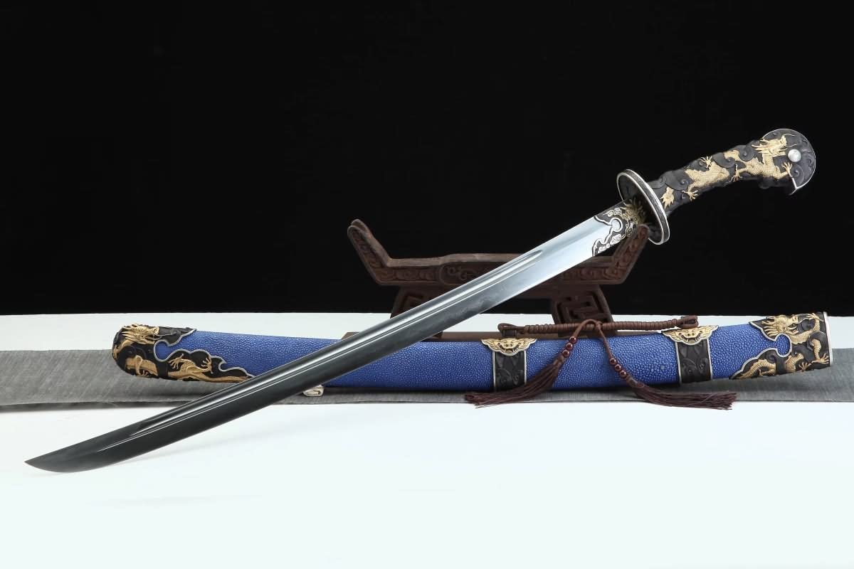 BLUE DRAGON JAPANESE SAMURAI SWORD REAL KATANA COMBAT READY Damascus Steel  Saber