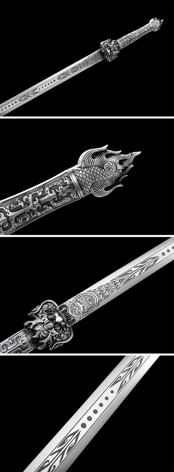 War Sword with Forged Spring Steel Engraved Pattern Blade – Chinese ...