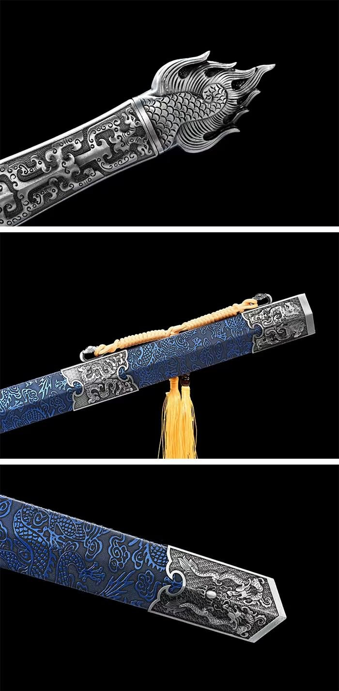 War Sword with Forged Spring Steel Engraved Pattern Blade – Chinese ...