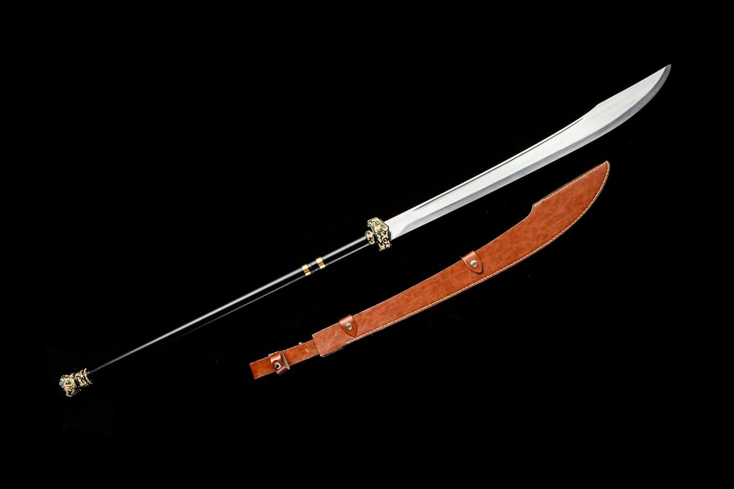 Guan Dao -Forged High Carbon Steel Blade with PU Leather Scabbard, Full Tang, 57"