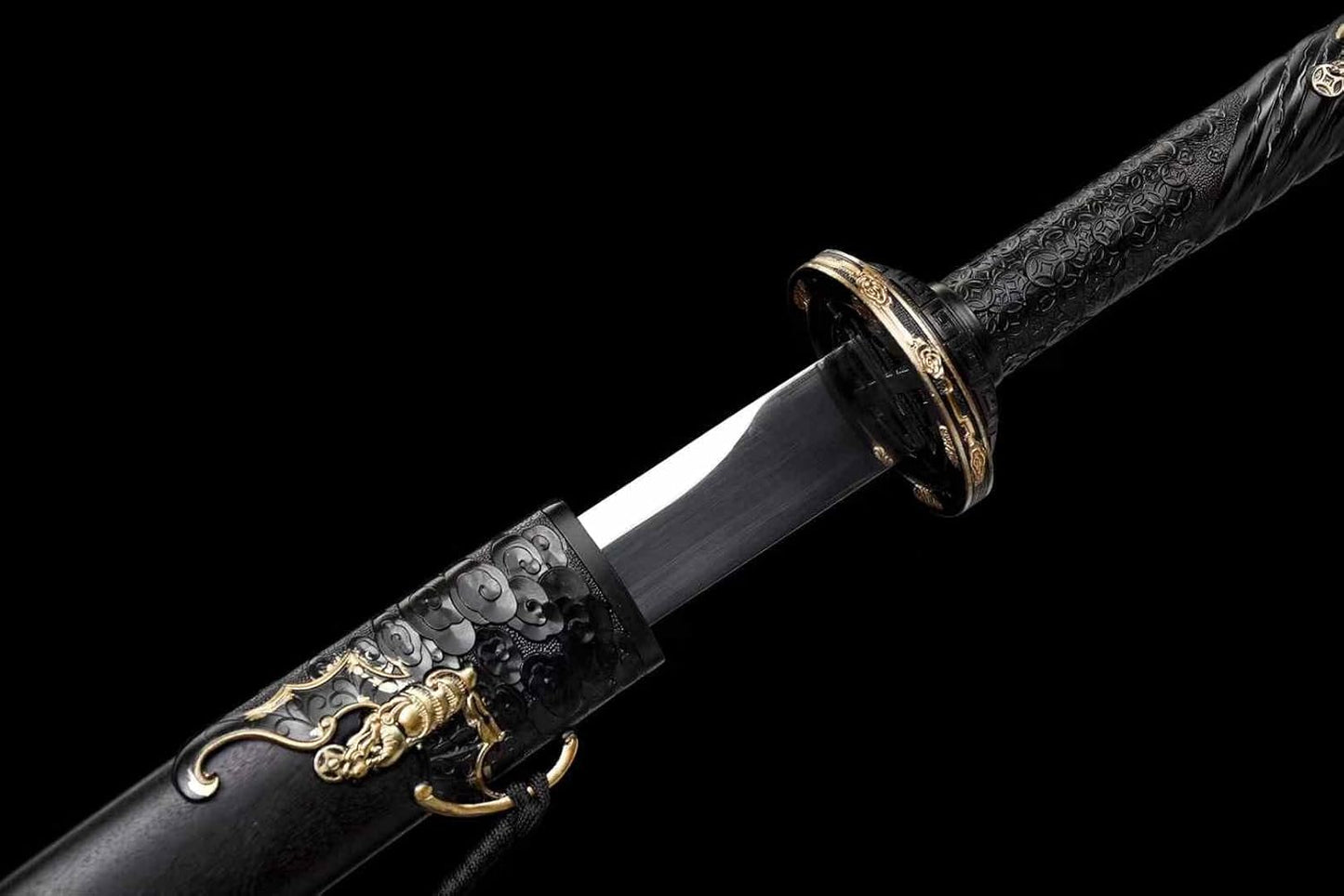 Qing Dao Sword–Traditional Longquan Craftsmanship,High carbon Steel Blade,Blackwood Scabbard