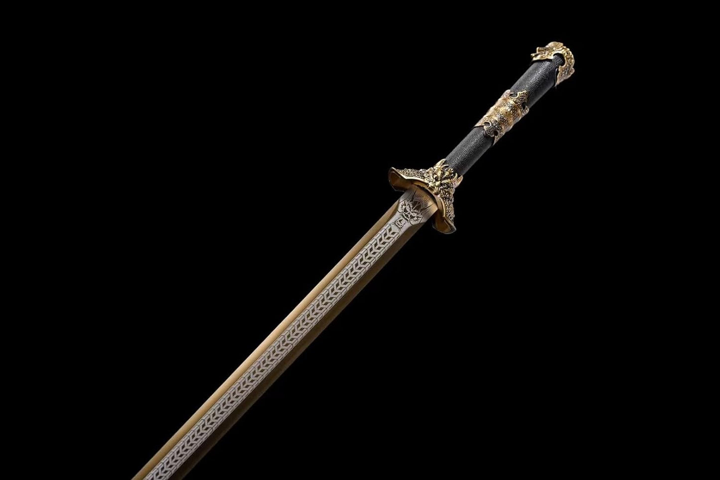 General's Sword-High Carbon Steel,Double-Edged Blade with Gold Etched Pattern