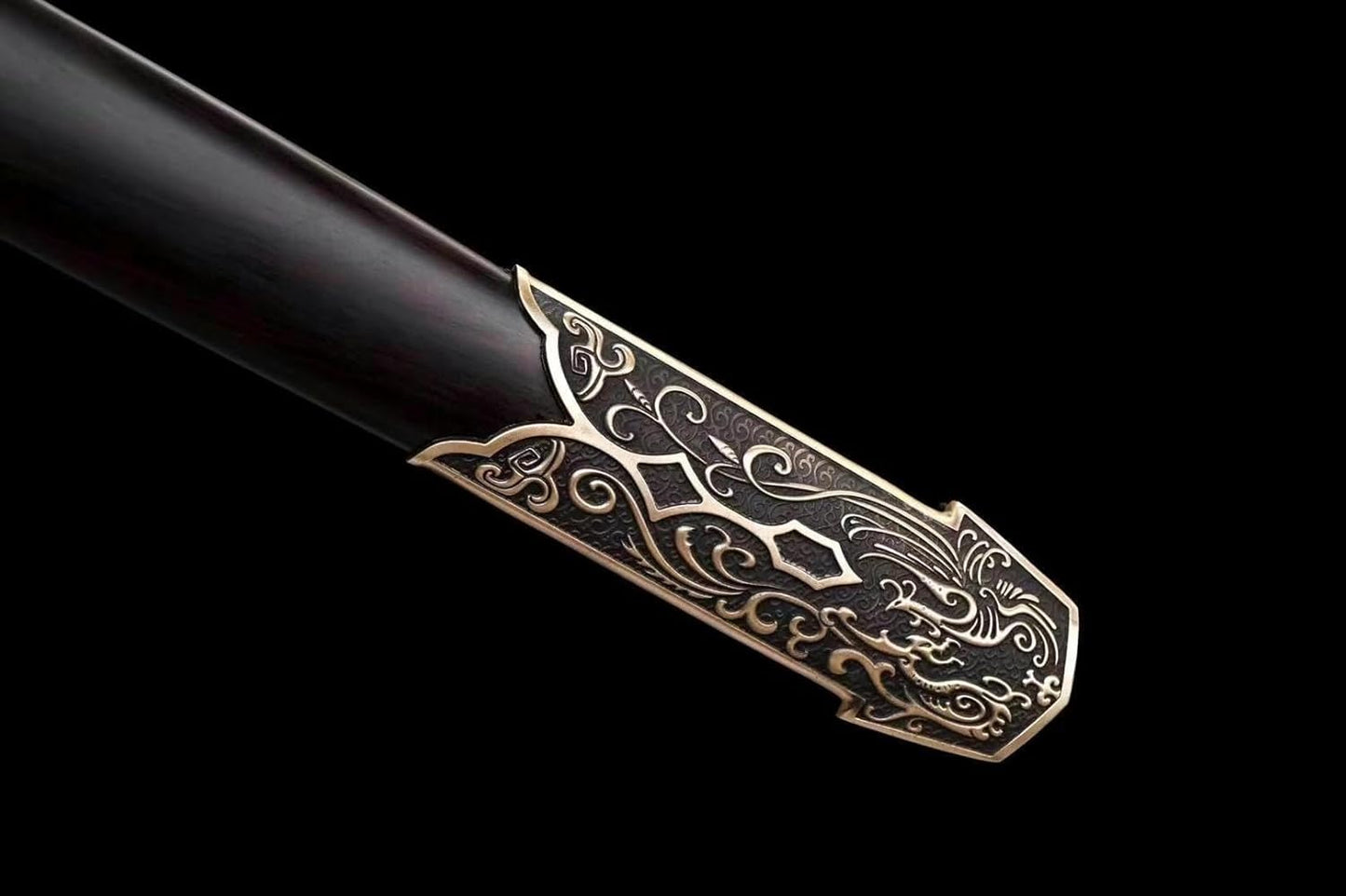 Chinese Spring & Autumn Sword - Folded Damascus Steel with Brass Fittings