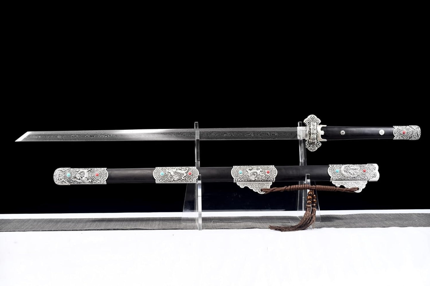 Tang Dao Sword - Hand Forged Damascus Steel with Tang Dynasty Design