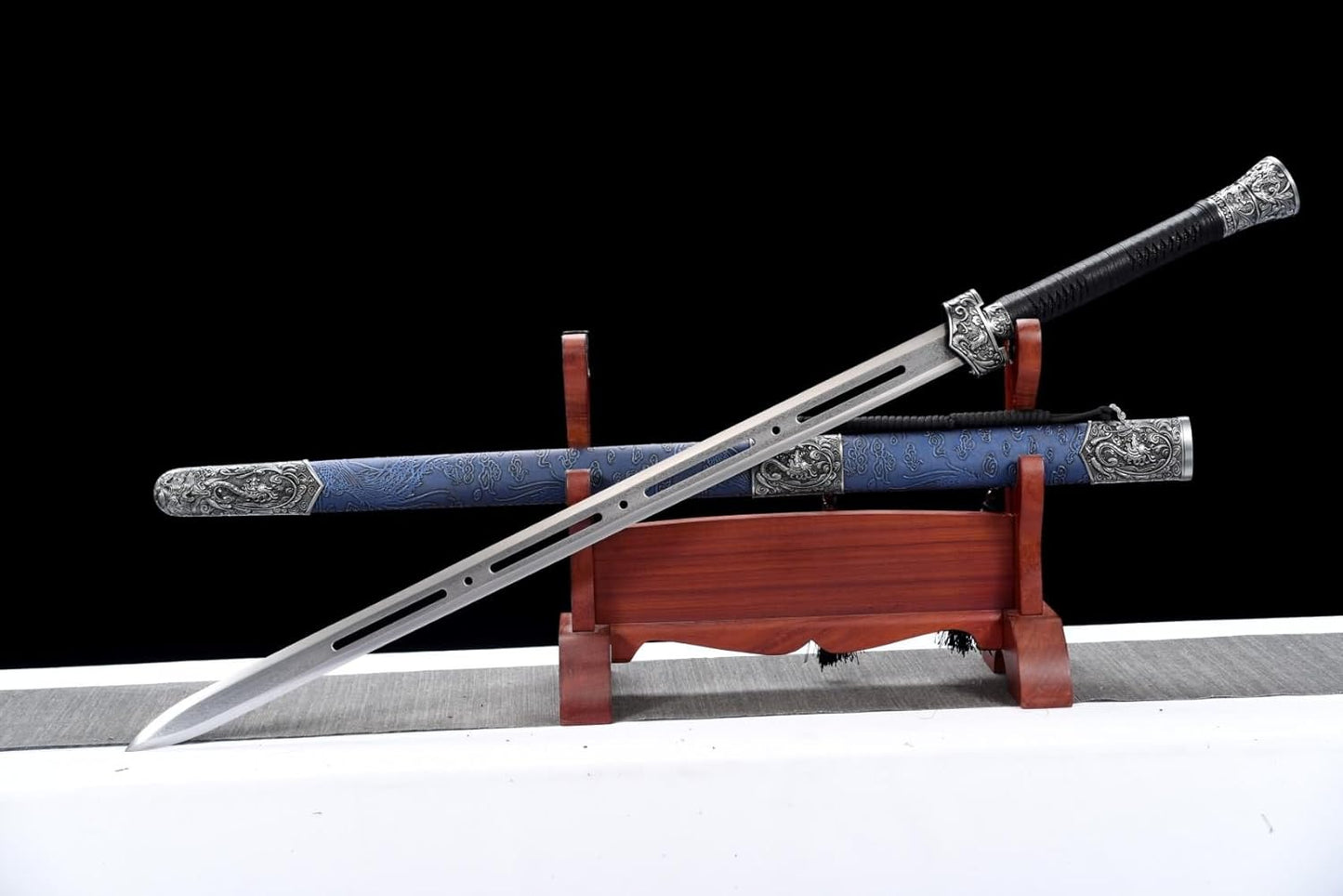 Hand-Forged Hollow Damascus Steel Jian – Chinese Sword