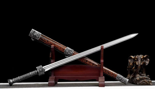 Yue King Sword – High Manganese Steel & Carved Wood