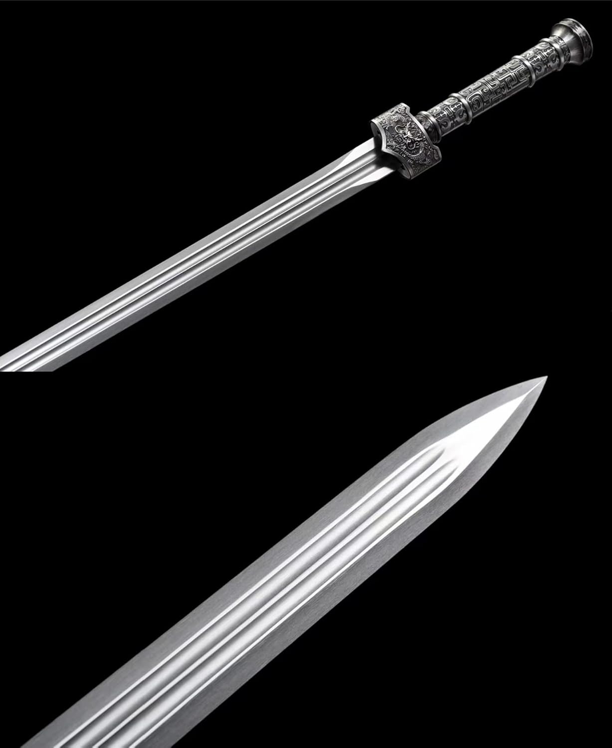 Yue King Sword – High Manganese Steel & Carved Wood