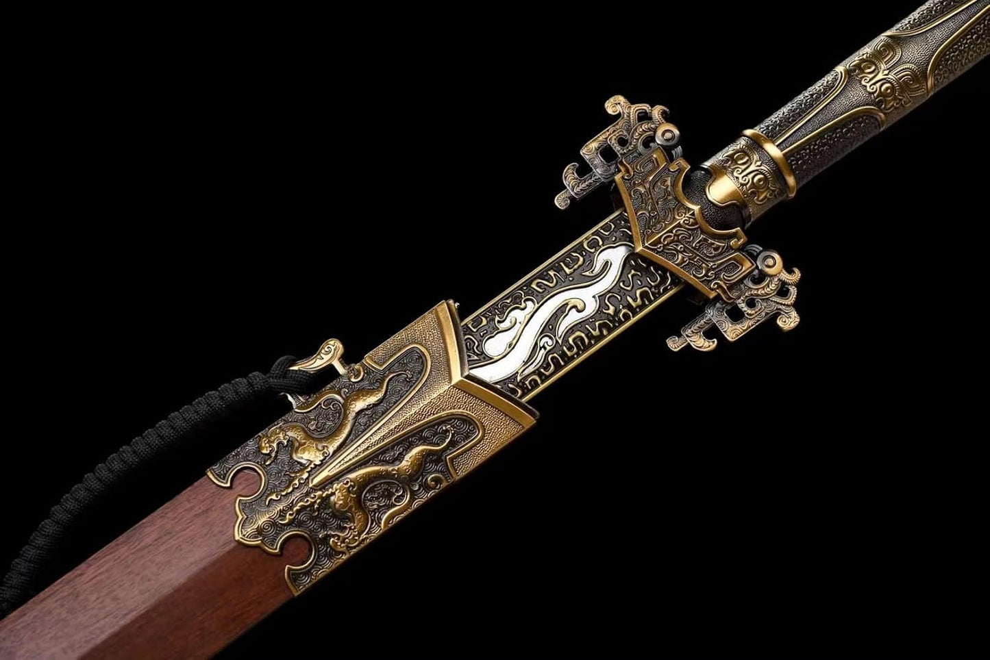 Hanjian Sword | Handcrafted High Carbon Steel Blade with Rosewood Scabbard & Alloy Fittings | 40"