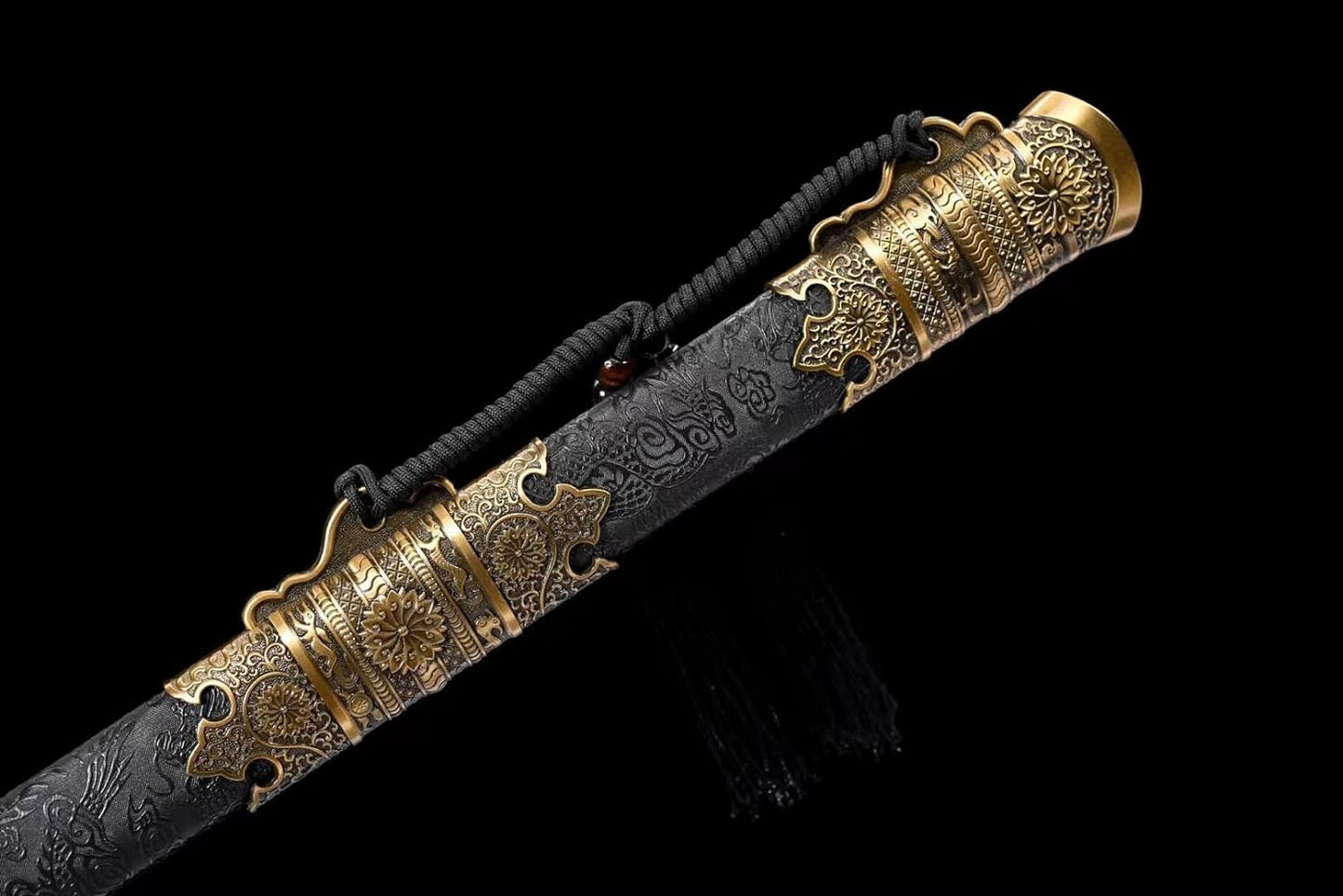 General's Sword-High Carbon Steel,Double-Edged Blade with Gold Etched Pattern