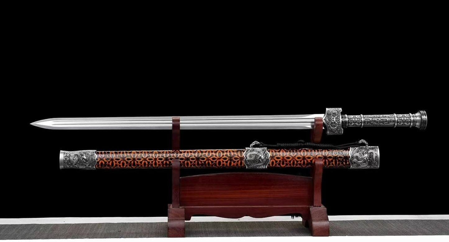 Yue King Sword – High Manganese Steel & Carved Wood