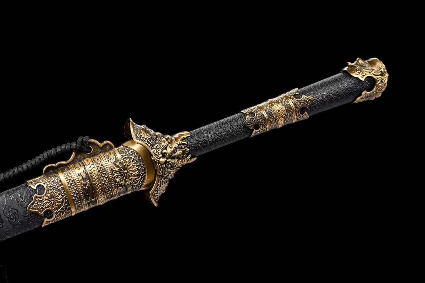 General's Sword-High Carbon Steel,Double-Edged Blade with Gold Etched Pattern