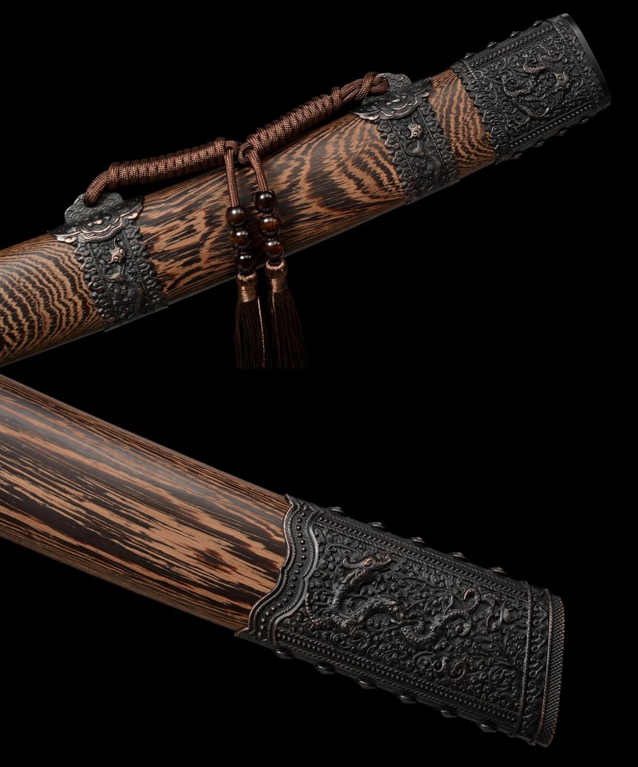 Hand-Forged Kangxi Dao – High carbon Steel Blade with Rosewood Scabbard