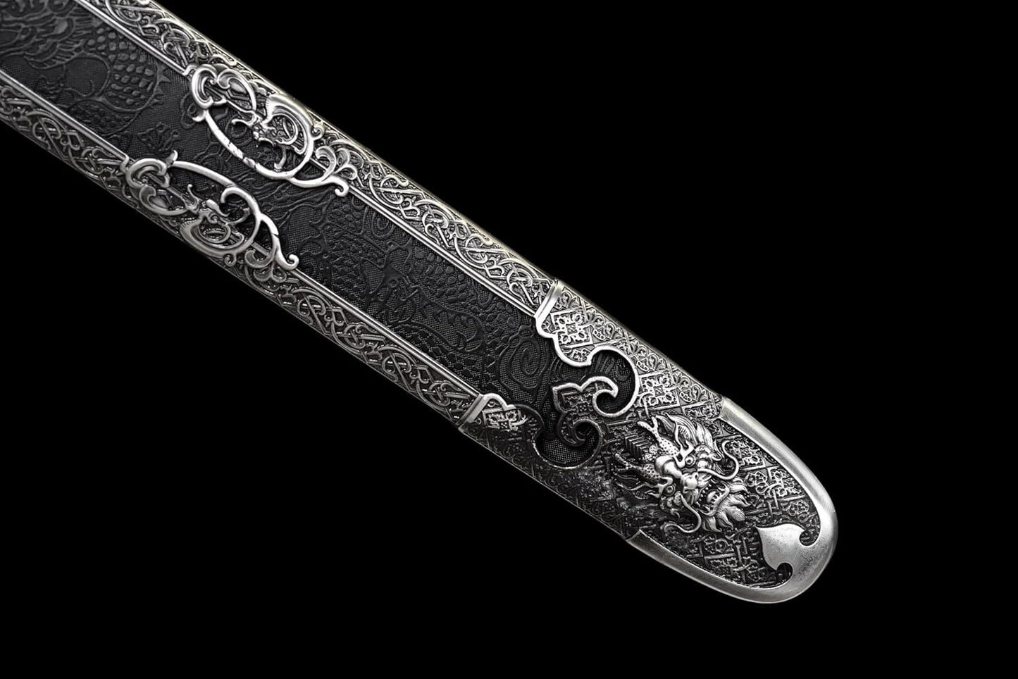 Han Dynasty Sword - Folded Damascus Steel Blade with Zinc Alloy Fittings