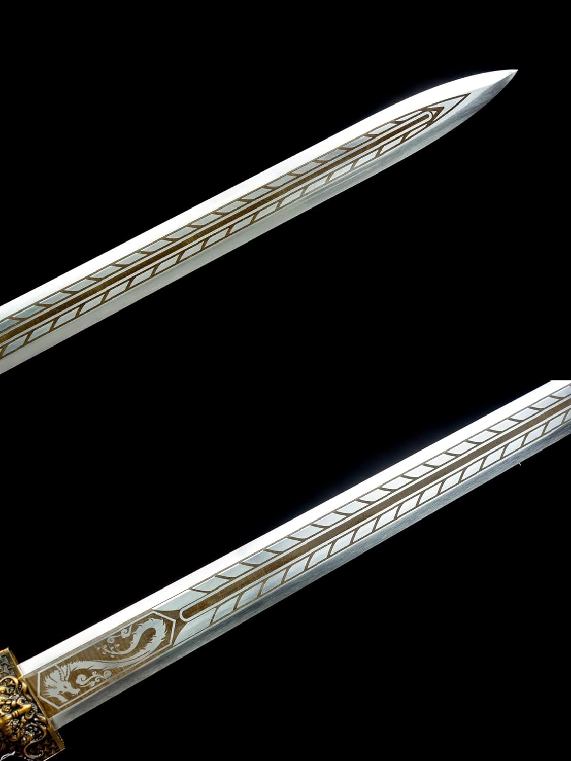 Tang Jian Sword-High Carbon Steel,Etched Double-Edge,Alloy Armor Fittings