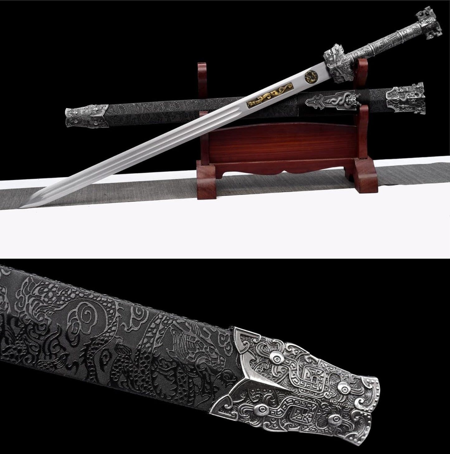 Han Jian Sword - High Manganese Steel with Dragon Motif