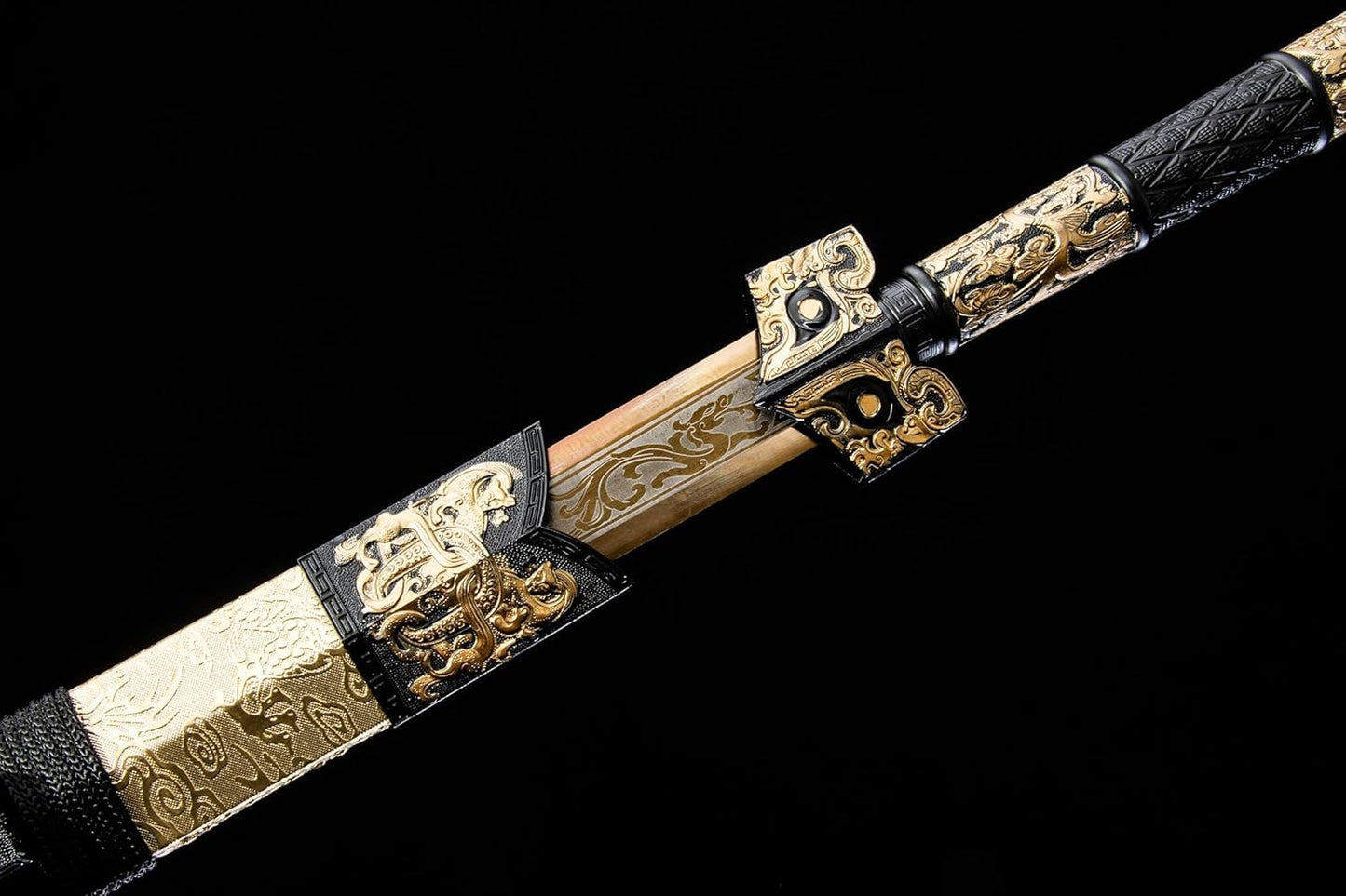 Gold-Etched Han Jian Sword – Hand-Forged High-Carbon Steel