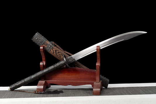 Hand-Forged Kangxi Dao – High carbon Steel Blade with Rosewood Scabbard