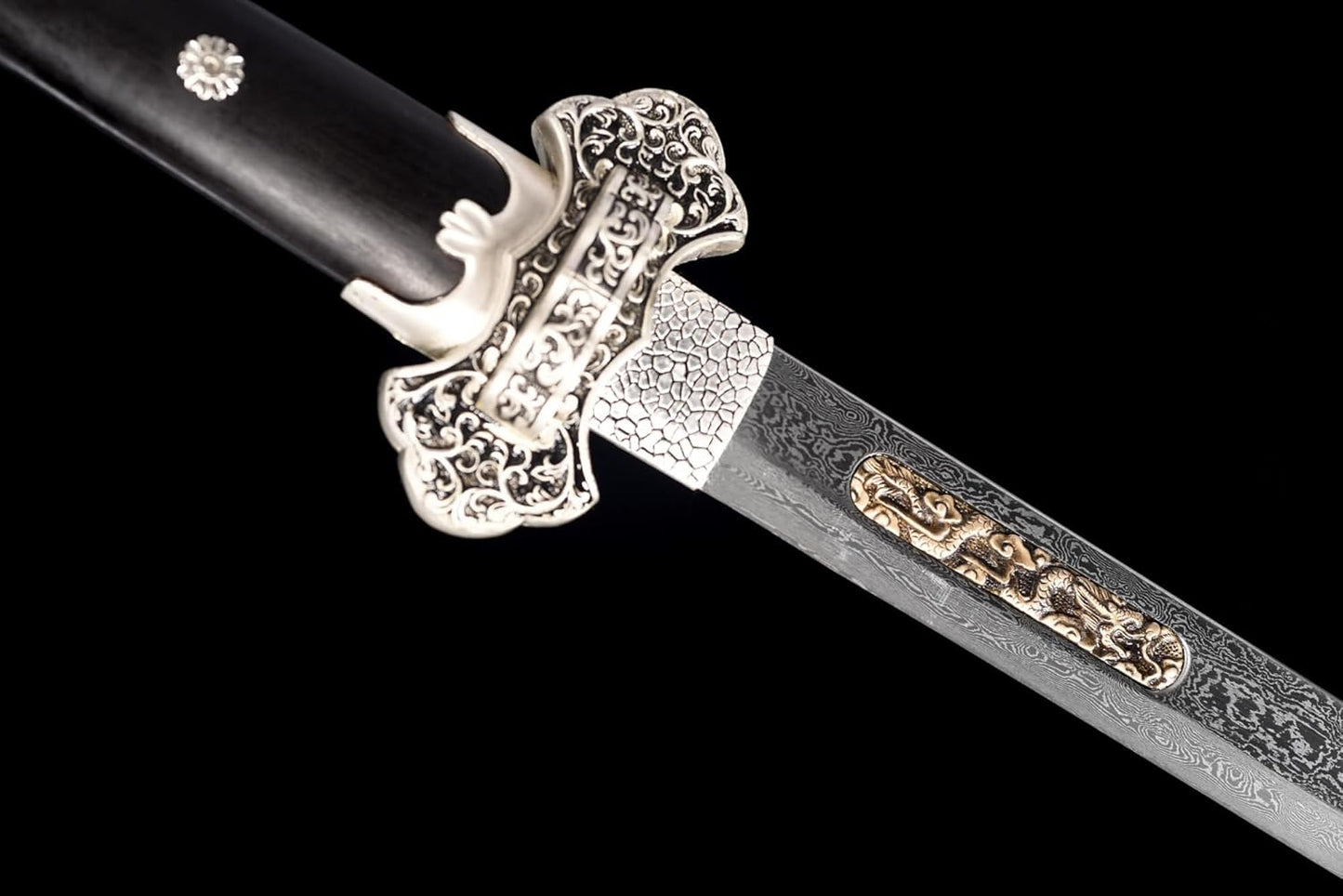 Tang Dao Sword - Hand Forged Damascus Steel with Tang Dynasty Design