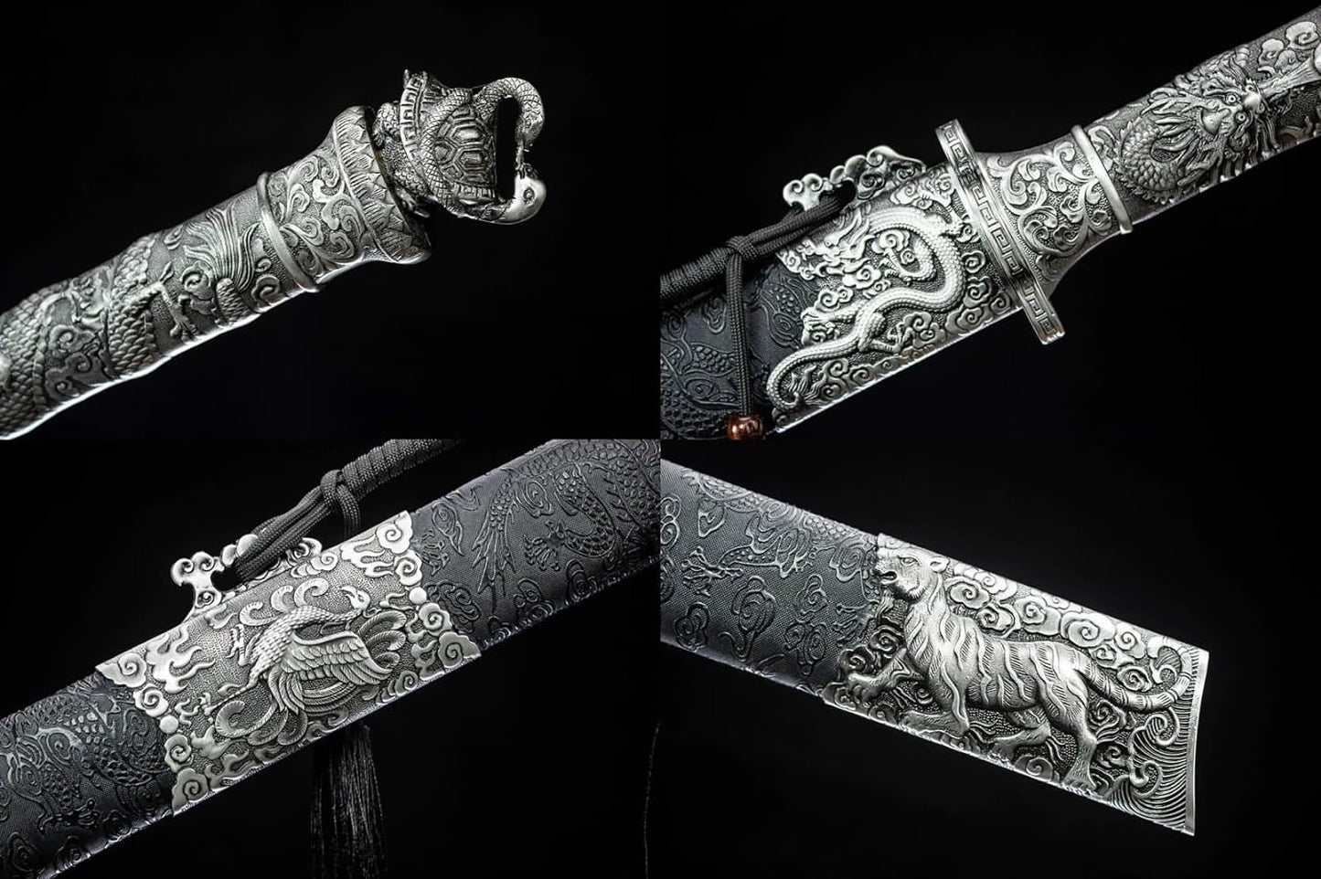 Authentic Tang Dao Sword-Hand-Forged High Carbon Steel Blade,Chinese Dragon Etched Design