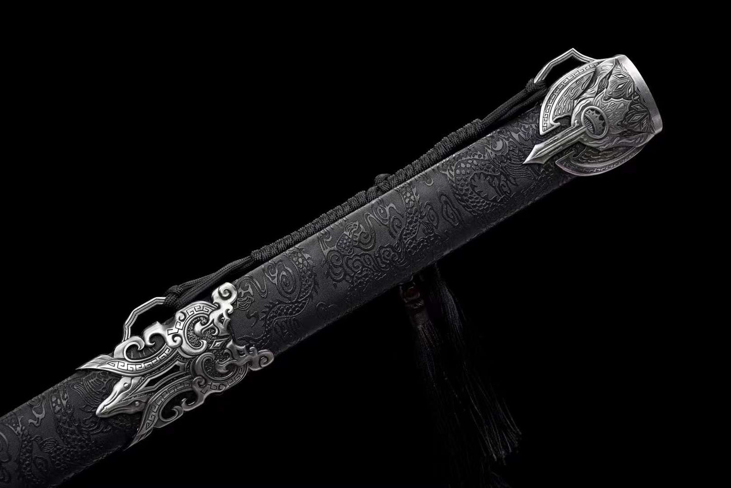 Dragon Battle Sword - Forged High Carbon Steel Blade, Dual Grooves, Alloy Dragon Fittings