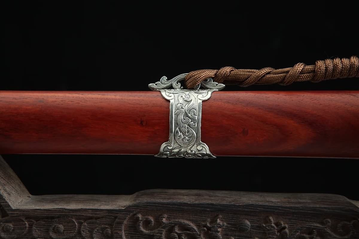 Tang Jian - Damascus Pattern Steel, Redwood Scabbard - Martial Arts Sword