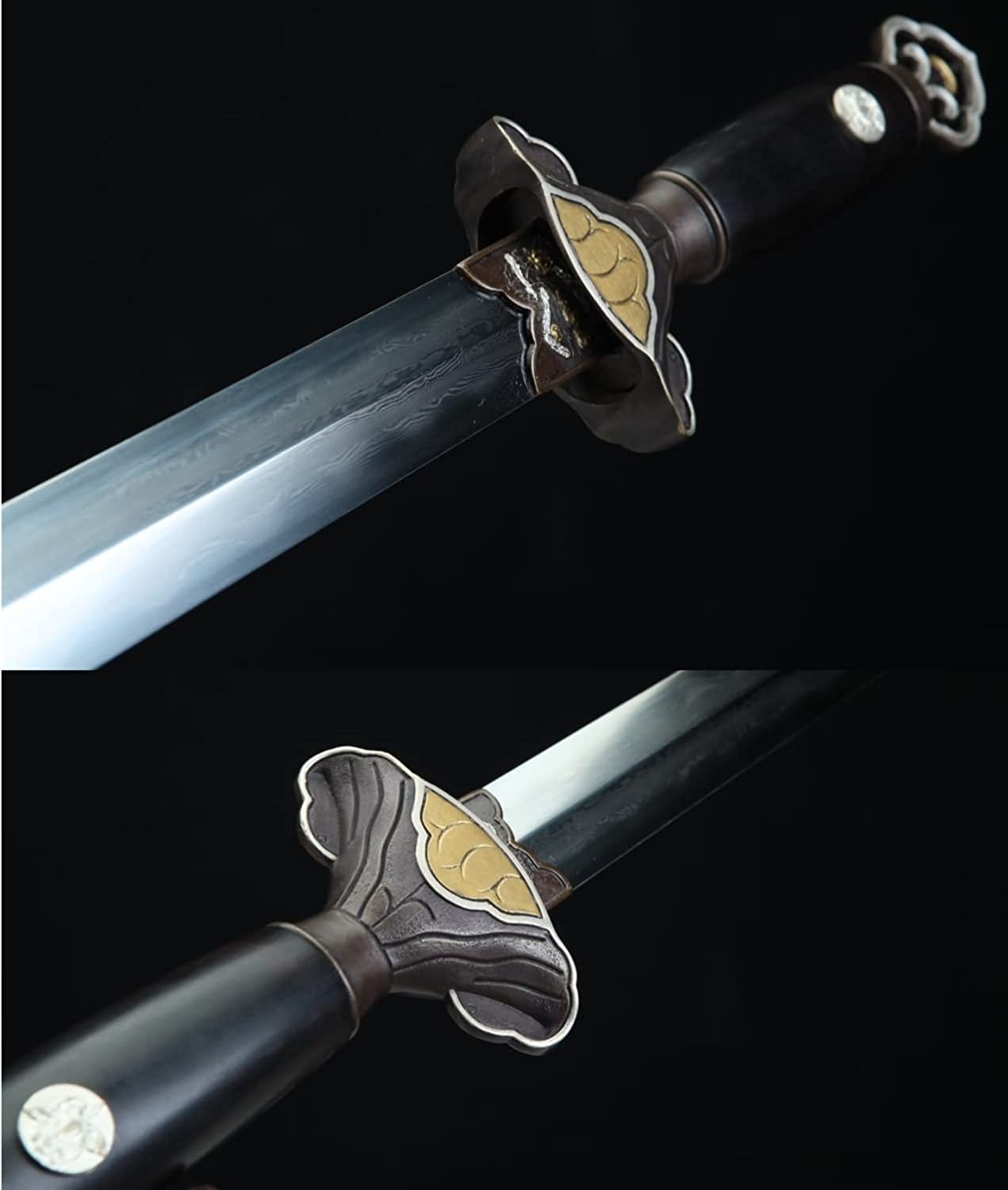 Song jian Swords Forged Damascus Steel Blades,Ebony Scabbard,Brass Fittings,chinese sword