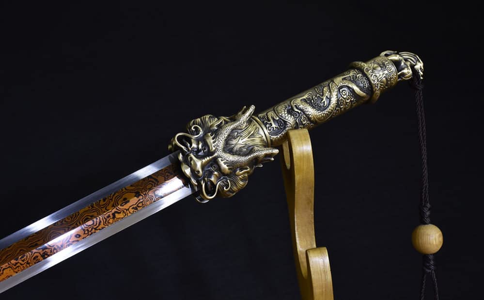 Chinese Sword,Dragon jian Rea,Damascus Steel red Blade,Brass Handle –  Chinese Sword store