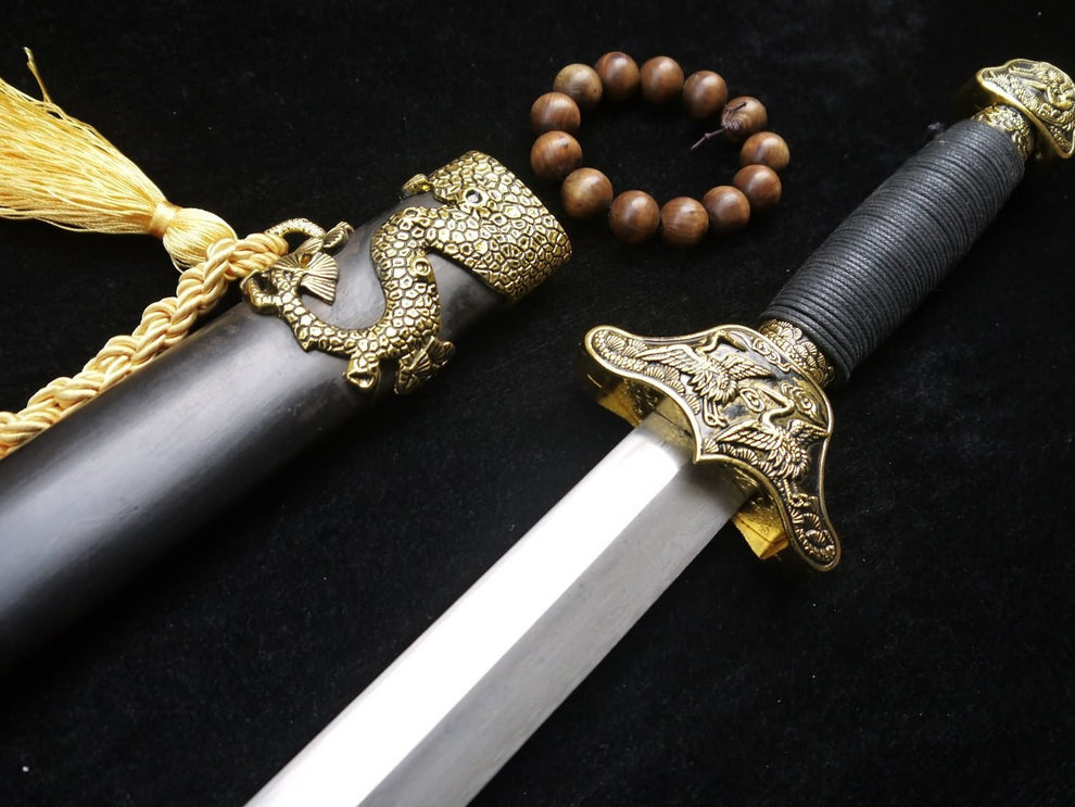 Chinese sword/Folding pattern steel blade/Crane alloy fitting – Chinese ...