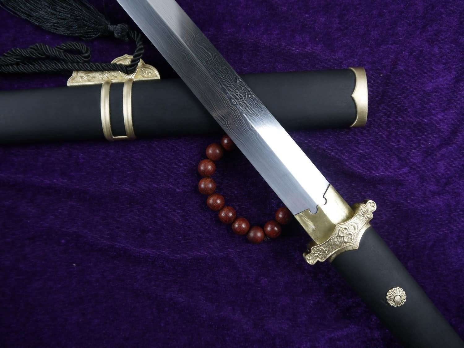 Tang jian/Pattern steel Four blade/Black wood scabbard – Chinese Sword ...