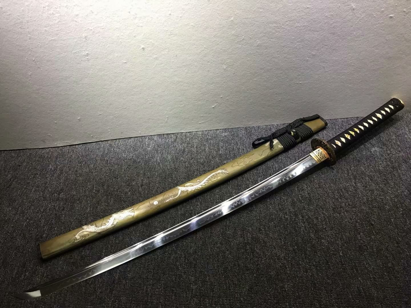 Nihontou katana,Handmade,High carbon steel burn blade,Brass,Full tang ...