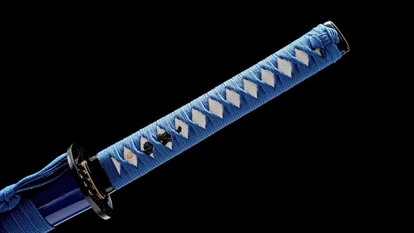 Katana Swords Real Blue Scabbard Forged Medium Carbon Steel Full Tang ...