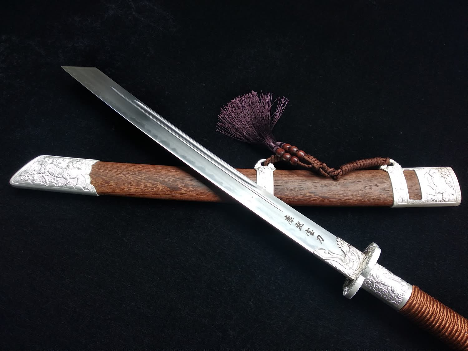 Kangxi Dao,Broadsword,High carbon steel burn Blade,Rosewood – Chinese ...