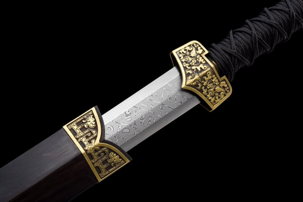 Han jian Swords,Handmade Damascus Steel Blade,Brass Fittings – Chinese ...