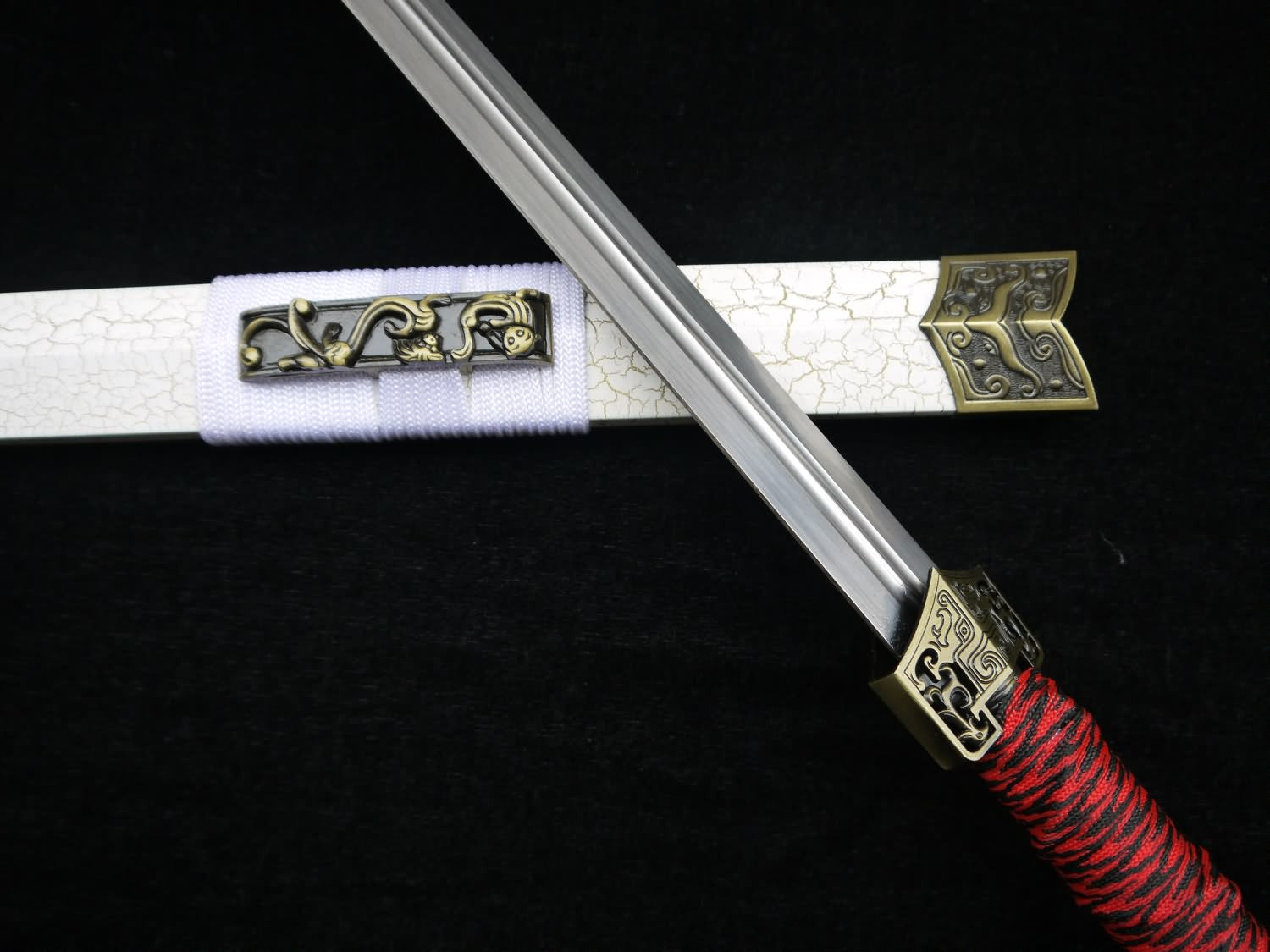 Chinese sword,Han jian(Medium carbon steel blade,White scabbard ...