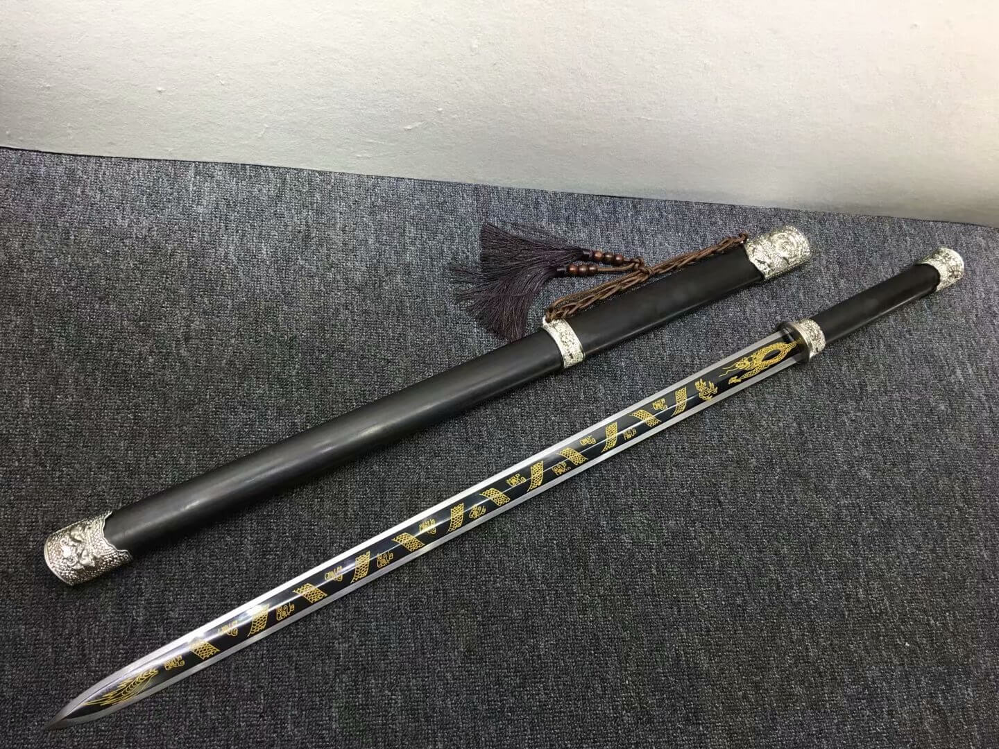 Longquan sword,High carbon steel etch blade,Black wood,Alloy fittings - Chinese sword shop