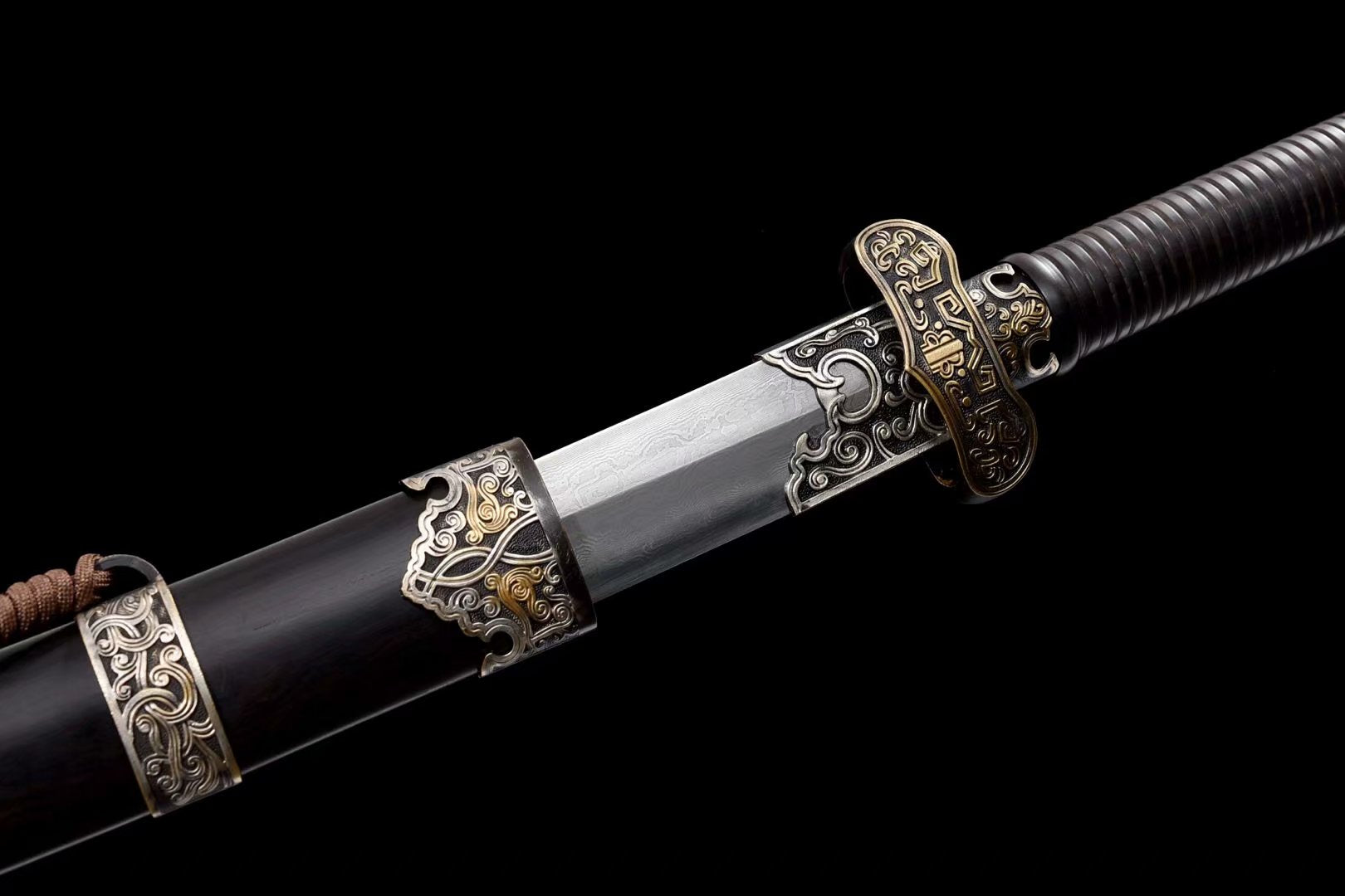 Black gold sword,Damascus steel turn blade,Brass fittings – Chinese ...