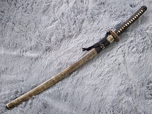 Samurai sword,Katana(Damascus steel burn blade,Skin scabbard,Brass ...