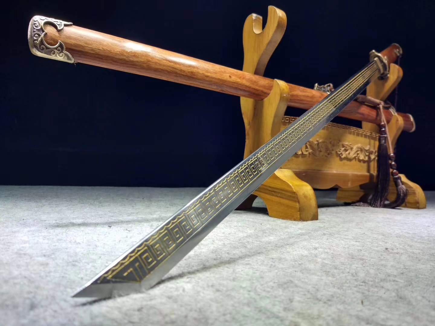 Tang dao sword,High carbon steel etch blade,Brass fittings,Full tang - Chinese sword shop